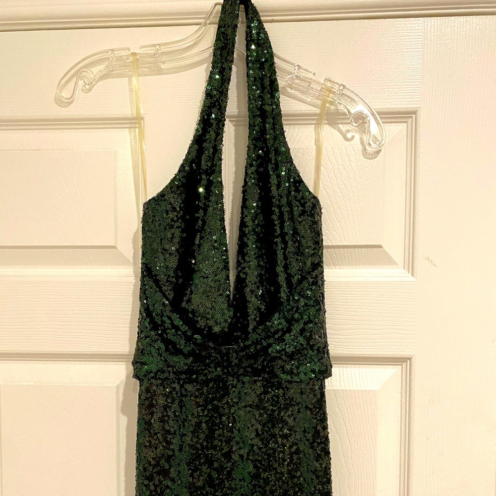 Trade with @stylestarlet Nookie green sequin  Selena halter gown worn once